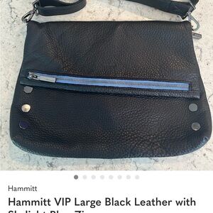 ISO Hammitt Black VIP Large Blue zipper Leather